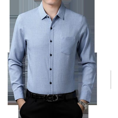 Nieuwe Polo Kraag Zak Casual Papa Kleding Lange Mouw Shirt High-End Heren Midden-Leeftijd Shirt XXXXL gray