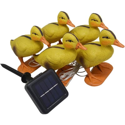 Zonne Eend Tuinlamp Gele Eend Buitenlamp Beeld Dier Schattige Eenden Tuindecor Gazonlamp voor