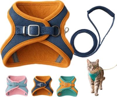 carmdering - Kattenharnas - Kattenriem - Antiontsnapping - Maat M (3-6 kg), zachte ademende stof, reflecterend - Verstelbaar, eenvoudig aan te trekken - Geschikt voor kitten en kleine katten - Incl. 1,5 m lijn