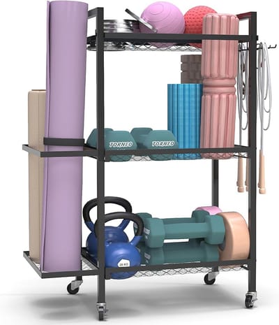Yogamat voor Opslag en Sport, Ruimtebesparend en Draagbaar, 3 Niveaus, 35,1 x 14,9 x 44,2 cm