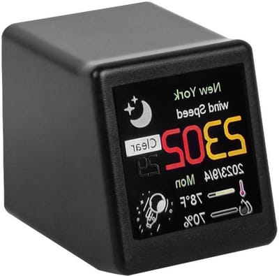 SnelShoppen - Slim Wifi Weerstation met Groot Display, Digitale Stemmingsbarometer, Decoratief Ornament voor Thuis, Zwart, Real-time Weersinformatie,