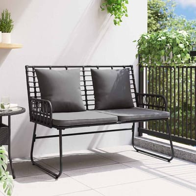 vidaXL - Tuinbank - Zwart - en - Anthraciet - poly - rattan