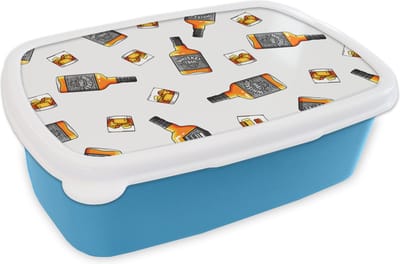 Broodtrommel Blauw - Lunchbox - Brooddoos - Whiskey - Glas - Design - 18x12x6 cm - Kinderen - Jongen