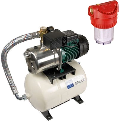 DAB Aquajet-Inox 82/20 M + slang 7 meter en voorfilter - Hydrofoorpomp - Tuinpomp - Drukverhoger - Waterdruk verhogen
