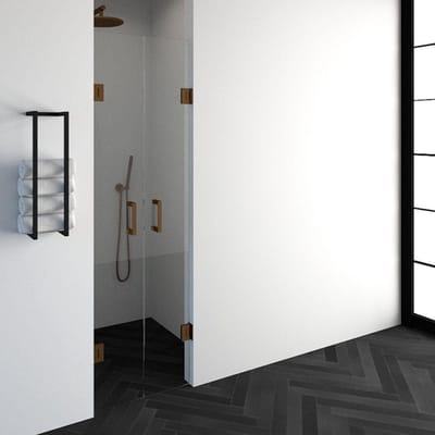 Brauer Void - Pendeldeuren - Helder Glas - 60 x 200 cm - incl. Glascoating - PVD Koper Geborsteld
