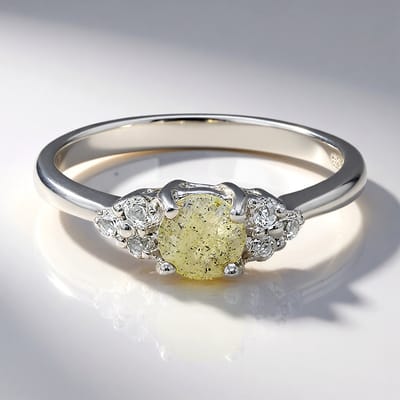 Cavill - Zilveren ring met 0,39 ct Spectroliet en 6 Witte Topaas - 925 Sterling Zilver - Elegant Filigraan Design - Maat 17