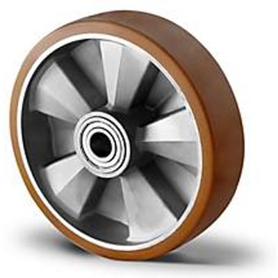 CASCOO inbouwwiel BAU5, met wiel ø 200 mm x B 50 mm, aluminium velg, polyurethaan loopvlak, bruin, dubbele kogellager, tot 800 kg