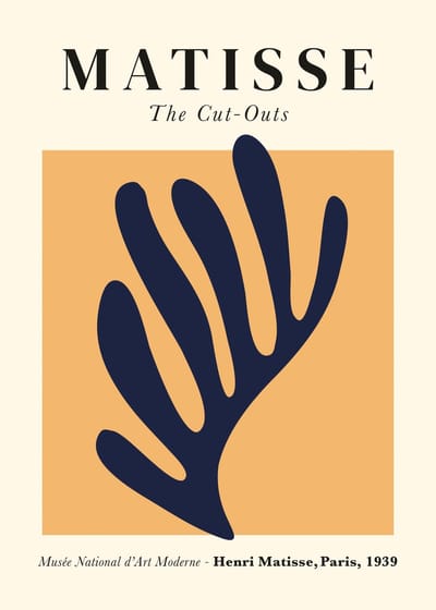 Poster Henri Matisse - Abstracte Kunst Print - Cut Outs Blauw Blad - Art - 50x70 cm