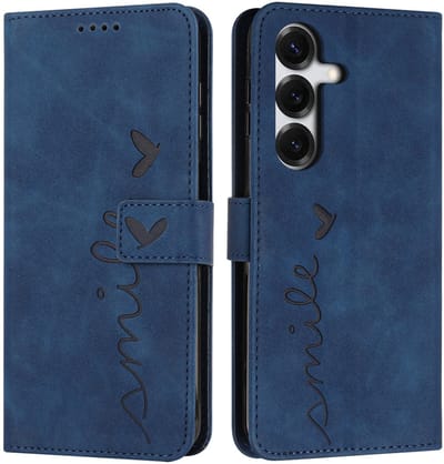Coverup Hoesje - Geschikt voor Samsung Galaxy S26 Hoesje - Coverup Smile Book Case - Blauw