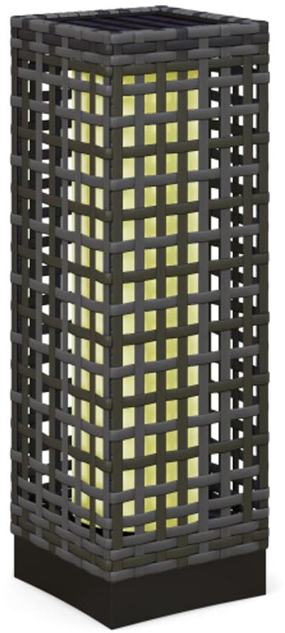 Solar Buitenlamp Rattan Design 15,5x15,5x46cm Grijs IP44 Waterdicht met Lichtsensor Warm Wit LED voor Tuin Terras