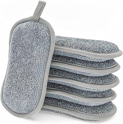 6 stuks Schuurspons - Herbruikbaar - Schuursponsjes - Afwasspons - microvezel dubbelzijdig spons - Ecologische - Afwas Pad - wasbaar spons