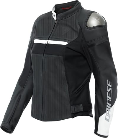 Dainese Rapida Leren Jas Dames Zwart Mat Zwart Mat Wit - Jas
