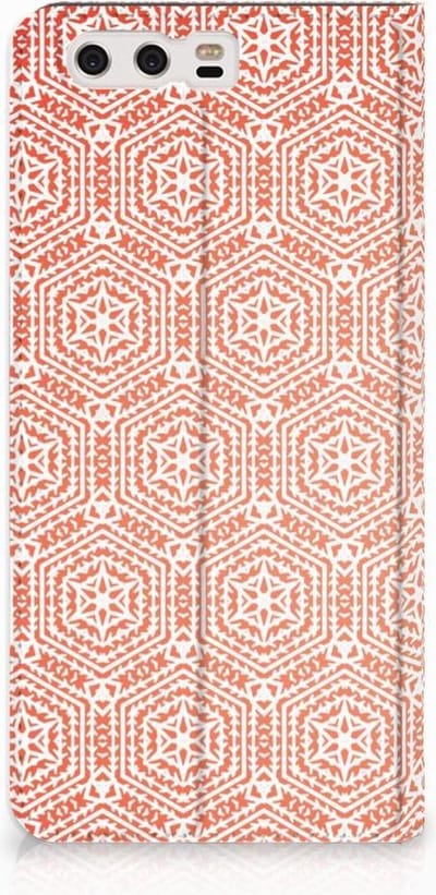 Huawei P10 Plus Hoesje met Magneet Pattern Orange