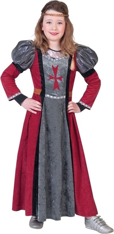 Middeleeuwse & Renaissance Strijders Kostuum | Roughside Lady Jurk Meisje | Maat 116 | Carnaval kostuum | Verkleedkleding