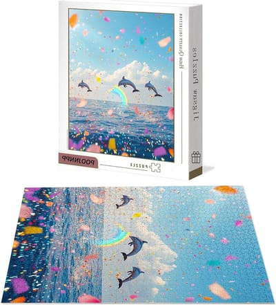 Legpuzzel Volwassenen - Puzzelspellen Gezin - Ontspanning Hobby - Houten Puzzelstukken - 1500 Stukjes - Dolfijn Thema