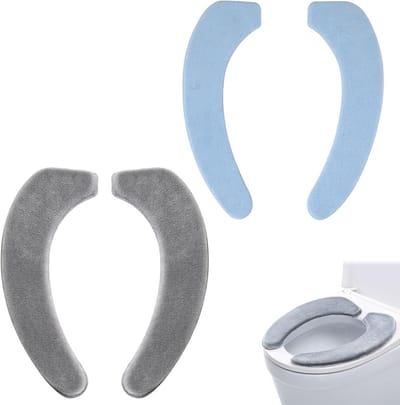 WC-brilhoezen - Toiletkussens Afdekking - Hygiënisch Zitten - Zelfklevend Zacht Materiaal - 2 Paar - Grijs Blauw