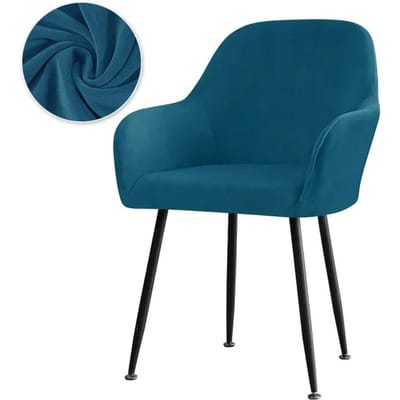 4/6 stuks Velours Hoge Fauteuilhoes Elastische Eetkamerstoelhoezen Wasbare Kantoor Schommelstoelhoezen Home Decor Stoelhoes 4pcs blue