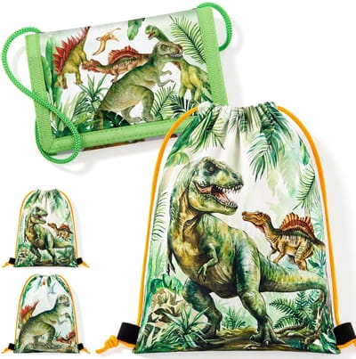 Dailygoods - Borsttas voor Kinderen - Dinosaurus Sporttas Set met Portemonnee