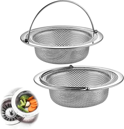 Afvoerzeven - Gootsteen zeef - Keuken organiseren - Pack van 2 - Universeel - Zilver