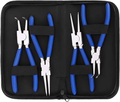 Set van 4 Retaining Ring Pliers - 7" Stevige Gereedschap voor Interne en Externe Ringen, Repareer met Rechte en Gebogen Tangen
