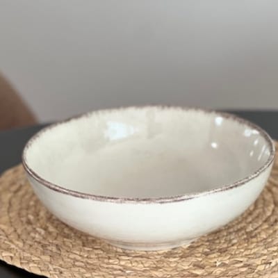 Beige met Bruine Rand - Keramische Saladeschaal – Ø23 cm