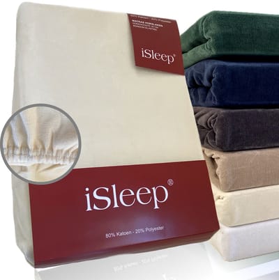 iSleep Hoeslaken Velours - Eenpersoons - 80/90x200 cm - Licht Beige