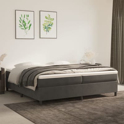 vidaXL - Boxspring - bed - 200x200 - cm - fluweel - donkergrijs