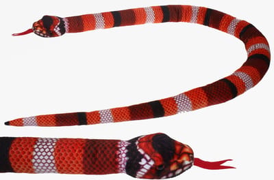 Cornelissen Pluche Koraal slang knuffeldier - rood - 150 cm - met kraalogen - slangen knuffels