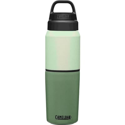 CamelBak Multibev Vacuum Thermosfles - 500 ml + 350 ml - BPA-vrij - Dubbelwandige Isolatie - 100% Lekvrije Dop - Urenlang Warm of Koud Drinken - Antislip Siliconen Bodem - Waterfles met Afneembare Reisbeker - Fles en Mok - Groen