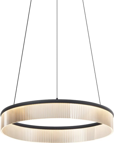 QAZQA anello chandelier - Moderne LED Hanglamp - 1 lichts - Ø 59 cm - Zwart - Woonkamer | Slaapkamer | Keuken