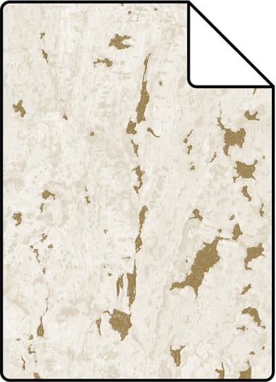 Proefstaal ESTAhome behang kurk gebroken wit en goud - 26.5 x 21 cm - 139335-S