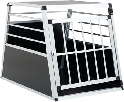 Honden- en kattenreismand – Voor auto en reis – Met afsluitbare deur – Zilver – Afmetingen: 65 x 91 x 69 cm