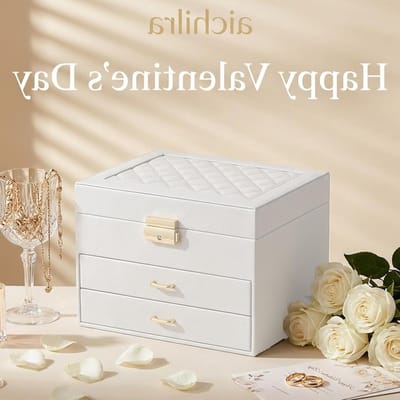 Grote Reiskosmetiekoffer voor Vrouwen met Spiegel en Meerdere Compartimenten in Beige PU Hout - Perfect voor Sieraden, Organisatie en Reizen