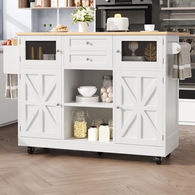 MEUNIQ Keukenkast keuken eiland op wieltjes 140 x 40/70 x 93,5 cm met opklapbaar blad, 2 lades, 2 deuren, verstelbare planken en handdoekenrek voor keuken wit