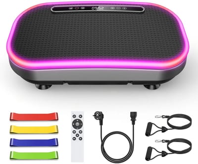 Delightness Trilplaat - Fitness - Sportapparaat - Met Bluetooth Speaker - Met LED Licht - 120 Standen - 52,7x32x10,5cm - Zwart