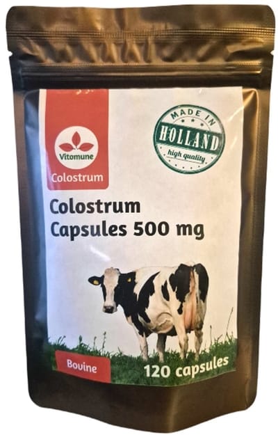 Colostrum capsules Vitomune 120 caps 30% IG - gevriesdroogde Nederlandse bovine (koe) biest.