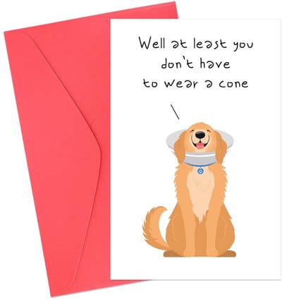 Dailygoods - Grappige Beterschapskaart na Een Operatie met Donkerrode Envelop