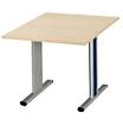 Schäfer Shop  Select Vergadertafel Planova, Aanbouwtafel, 1000 x 1000 mm, esdoornpatroon, accentlijst gentiaanblauw