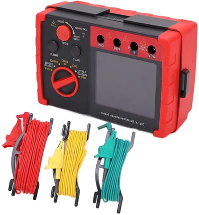 Digitale Aardweerstandstester - Grondweerstandsmeter Aardingsmeter - Nauwkeurig Meten - Verbeterde Veiligheid - 200V AC - Grijs