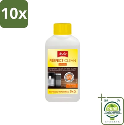 10 x Melitta - Perfect Clean – Melksysteemreiniger – Voor volautomatische espressomachines – 250 ml - Grootverpakking - Melksysteem Reinigen - Melkresten Verwijderen - Melkschuim Reinigen - Melksysteem Schoonmaken - Melksysteem Hygiëne
