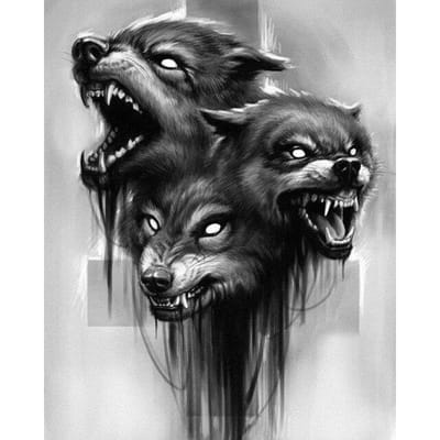 5d Diy Diamant Mosaïque Cadeau Diamant Broderie Décoratif Dessin Animé Loup Broderie Diamant Peinture 20X30 gray