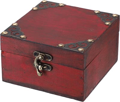 Schatkist Houten Doos - Decoratieve Opberger - Sieraden Opbergen - Vintage Stijl - 130 Gram - Vintage Rood