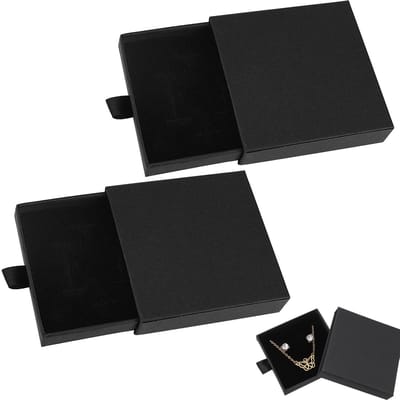 Store_7 - sieraden geschenkdoos - 2-delige geschenkdoos voor sieraden - zwart - voor armbanden ringen oorbellen en kettingen - compact formaat - pe...