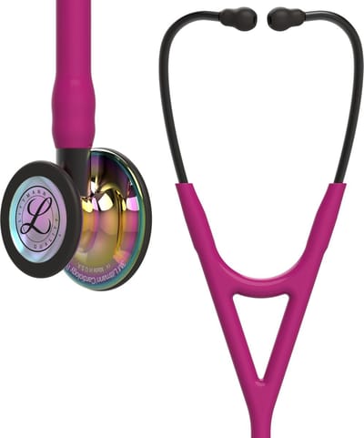 Littmann Cardiology IV, Framboos slang / High Polish Rainbow borststuk / Smoke steel en oorbeugel