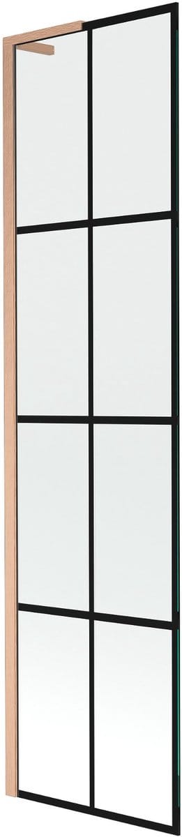 Mexen Next L badwand 1-vleugelig 50 x 150 , zwart raster, geborsteld koper - 895-050-000-03-77-65