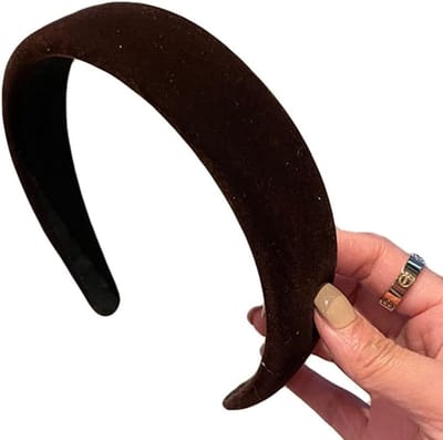 Elegante Velours Haarband voor Dames - Brede Vintage Haaraccessoires in Bruin, Non-Slip en Comfortabel voor Elke Gelegenheid