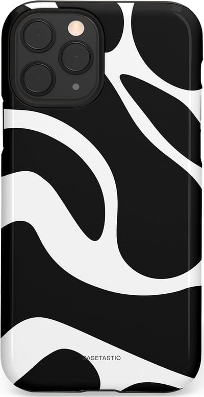 Casetastic Hoesje Geschikt voor Apple iPhone 11 Pro - Stijlvolle Beschermende Duo-layer Case - Zwart Wit Golven