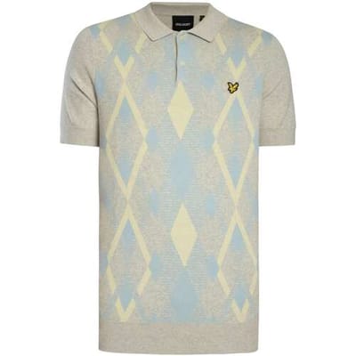 Polo Shirt Korte Mouw Lyle &amp; Scott Katoenen poloshirt met argyle-patroon, gebreid