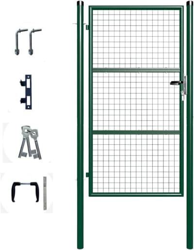 Metalen Tuinpoort - Enkele Poort - Tuin Afscheiden - Verstelbare Scharnieren - 106x180 cm - Mosgroen