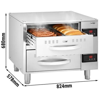 GGM Gastro Warmhalteschrank für Speisen - 4 kW - GN 1/1 - 2 Schubladen Zilver